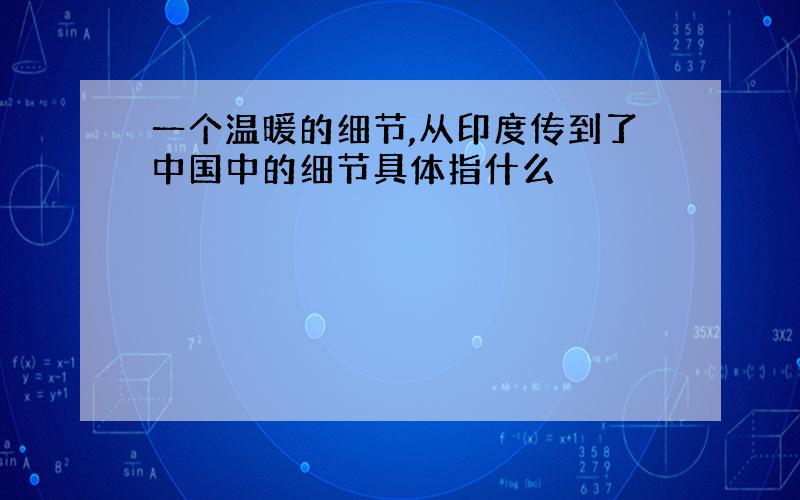 一个温暖的细节,从印度传到了中国中的细节具体指什么