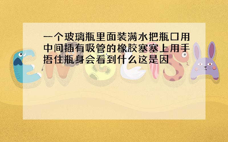 一个玻璃瓶里面装满水把瓶口用中间插有吸管的橡胶塞塞上用手捂住瓶身会看到什么这是因