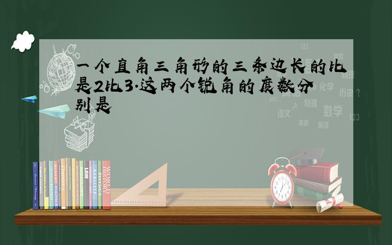 一个直角三角形的三条边长的比是2比3.这两个锐角的度数分别是