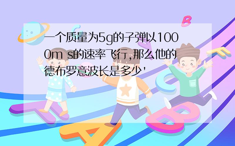 一个质量为5g的子弹以1000m s的速率飞行,那么他的德布罗意波长是多少'