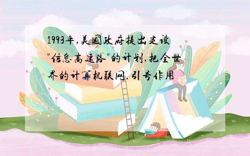 1993年,美国政府提出建设"信息高速路"的计划,把全世界的计算机联网.引号作用