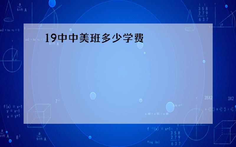 19中中美班多少学费