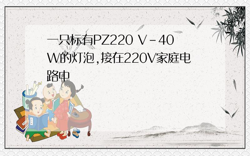 一只标有PZ220 V-40W的灯泡,接在220V家庭电路中