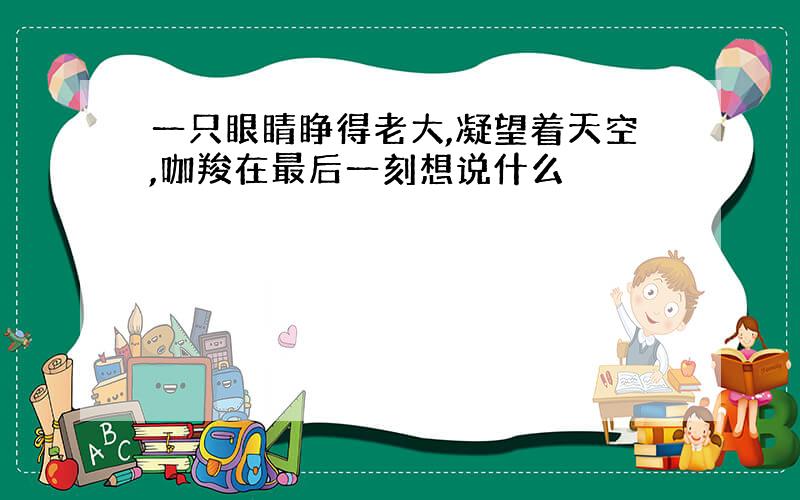 一只眼睛睁得老大,凝望着天空,咖羧在最后一刻想说什么