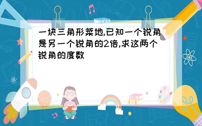 一块三角形菜地,已知一个锐角是另一个锐角的2倍,求这两个锐角的度数