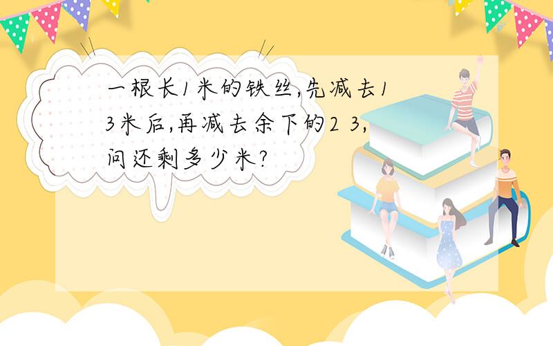 一根长1米的铁丝,先减去1 3米后,再减去余下的2 3,问还剩多少米?