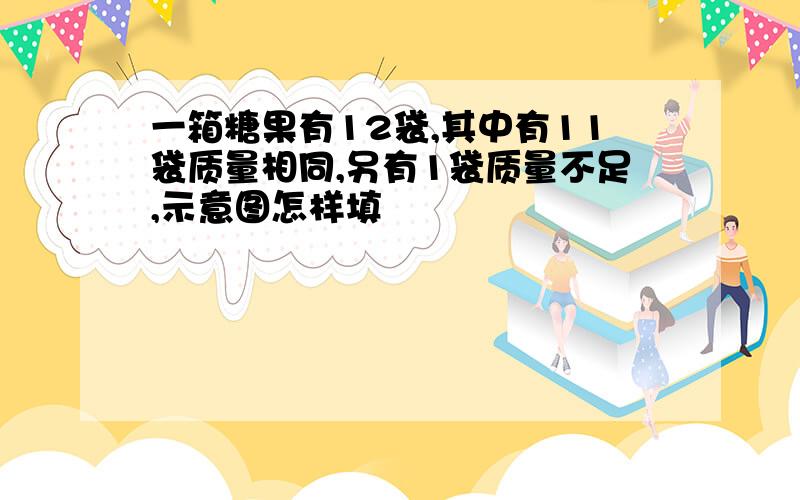 一箱糖果有12袋,其中有11袋质量相同,另有1袋质量不足,示意图怎样填