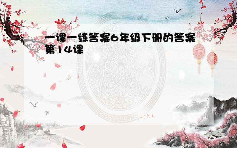 一课一练答案6年级下册的答案第14课