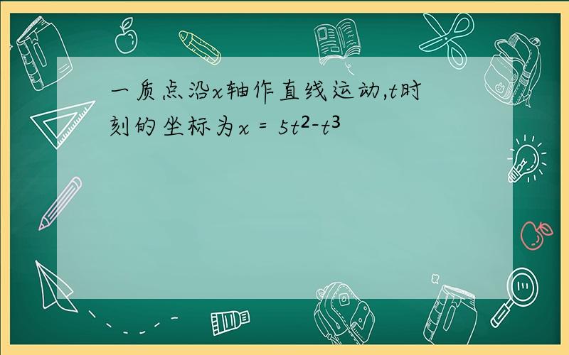 一质点沿x轴作直线运动,t时刻的坐标为x＝5t²-t³