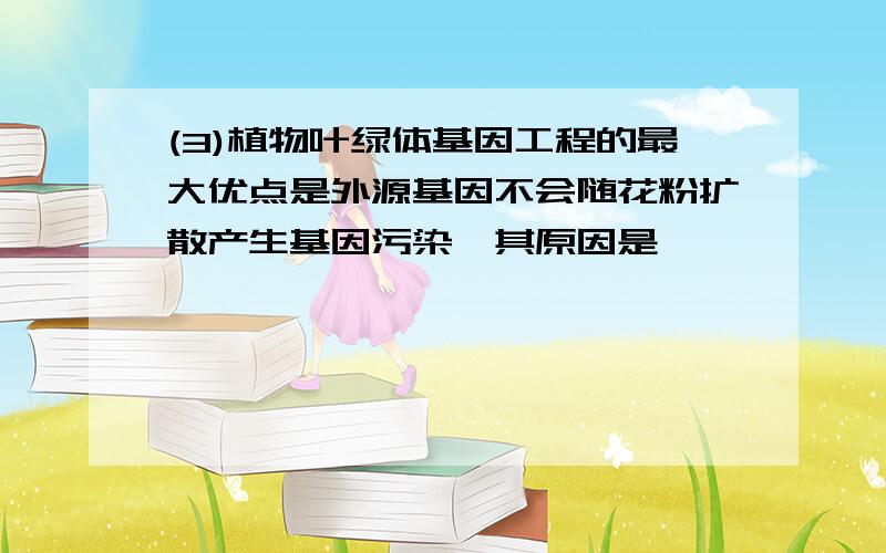 (3)植物叶绿体基因工程的最大优点是外源基因不会随花粉扩散产生基因污染,其原因是