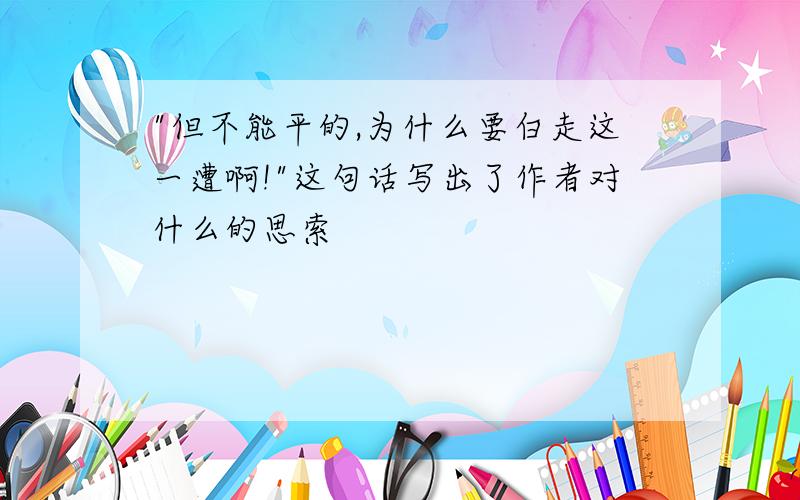 "但不能平的,为什么要白走这一遭啊!"这句话写出了作者对什么的思索