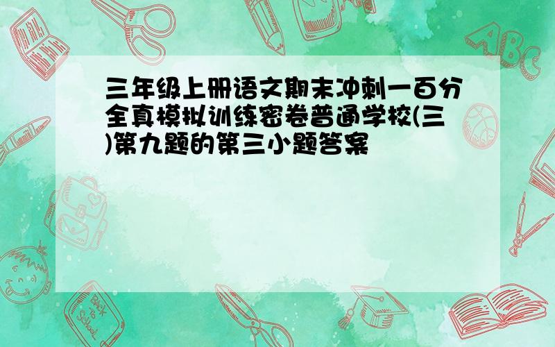 三年级上册语文期末冲刺一百分全真模拟训练密卷普通学校(三)第九题的第三小题答案