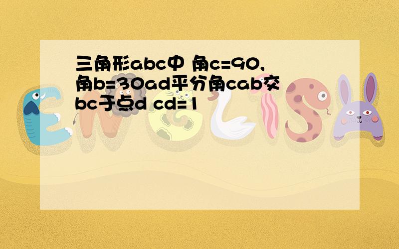 三角形abc中 角c=90,角b=30ad平分角cab交bc于点d cd=1