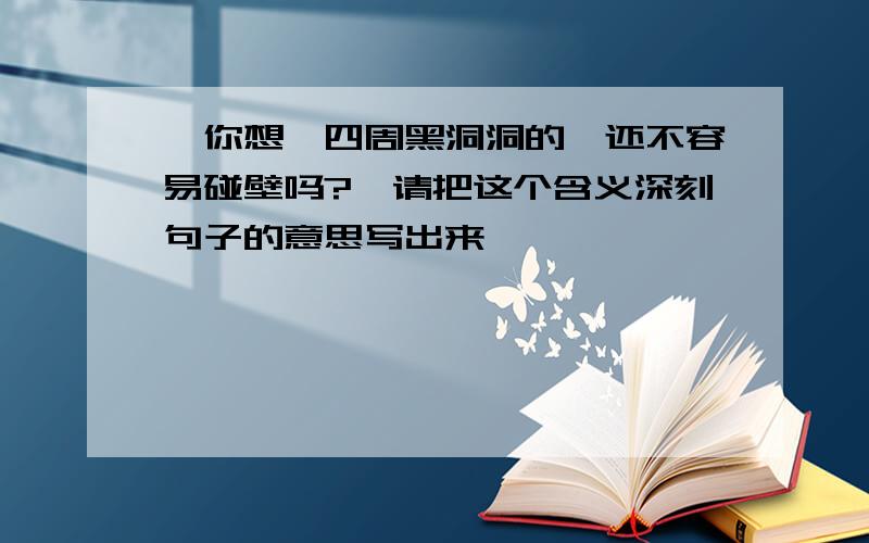 "你想,四周黑洞洞的,还不容易碰壁吗?"请把这个含义深刻句子的意思写出来