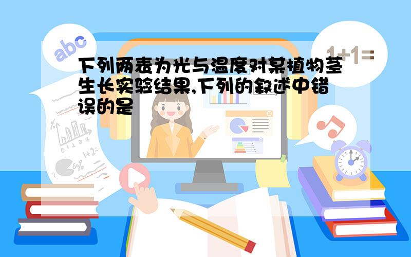 下列两表为光与温度对某植物茎生长实验结果,下列的叙述中错误的是