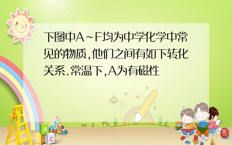 下图中A~F均为中学化学中常见的物质,他们之间有如下转化关系.常温下,A为有磁性