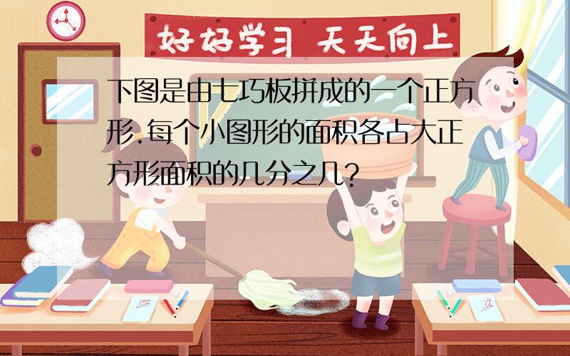 下图是由七巧板拼成的一个正方形.每个小图形的面积各占大正方形面积的几分之几?