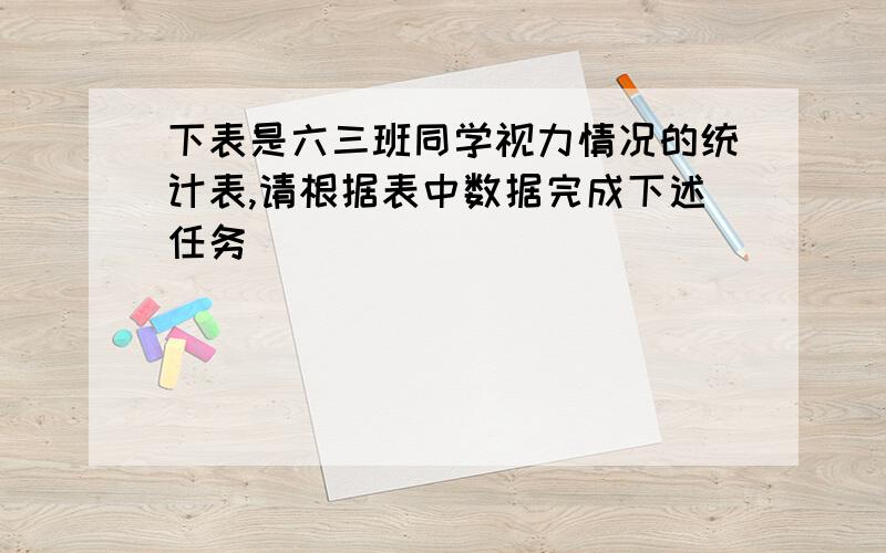 下表是六三班同学视力情况的统计表,请根据表中数据完成下述任务