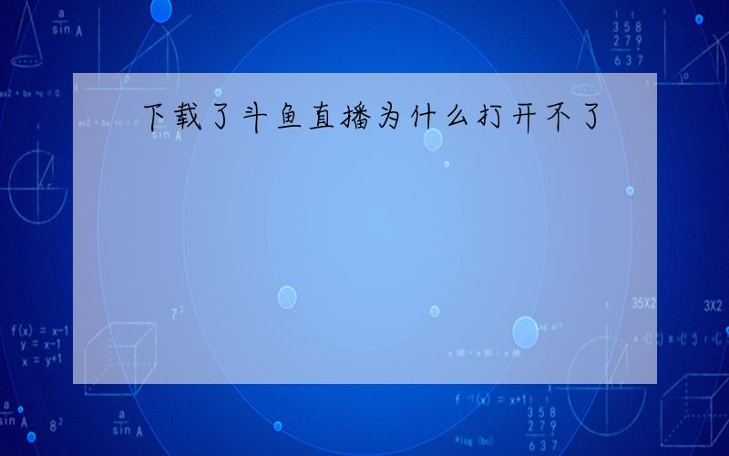 下载了斗鱼直播为什么打开不了