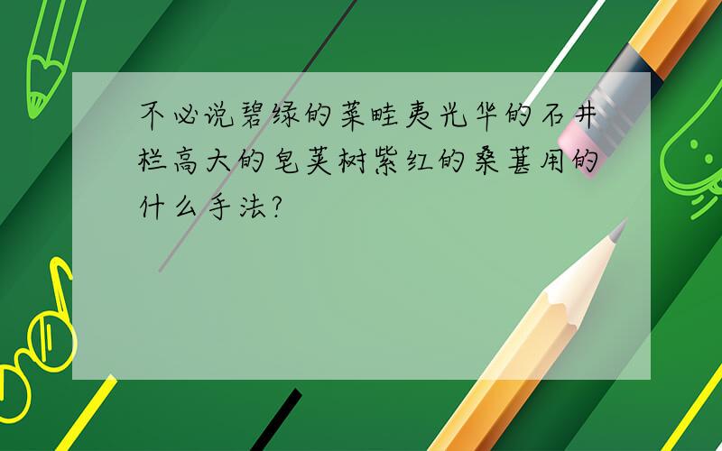 不必说碧绿的菜畦夷光华的石井栏高大的皂荚树紫红的桑葚用的什么手法?