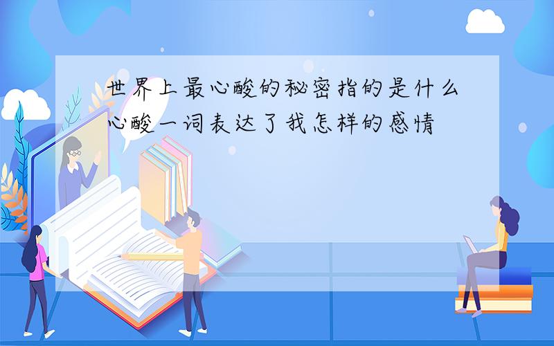 世界上最心酸的秘密指的是什么心酸一词表达了我怎样的感情