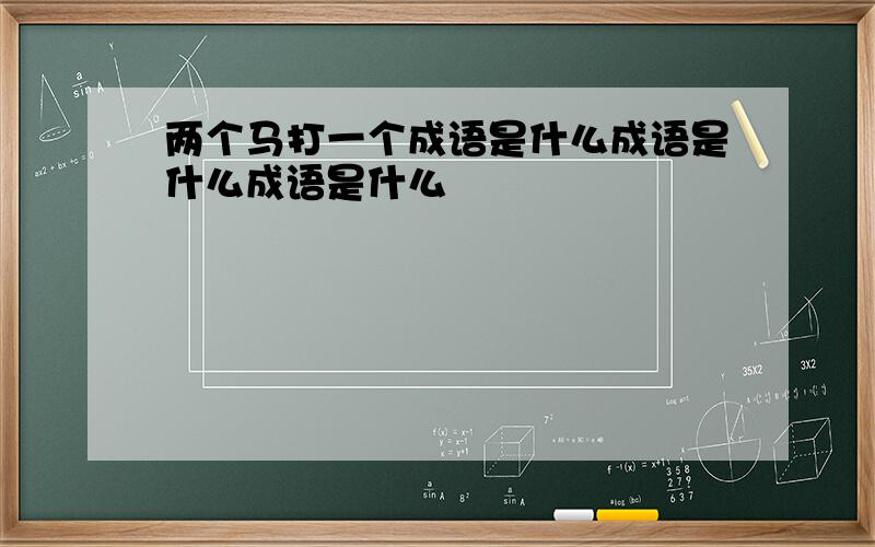 两个马打一个成语是什么成语是什么成语是什么