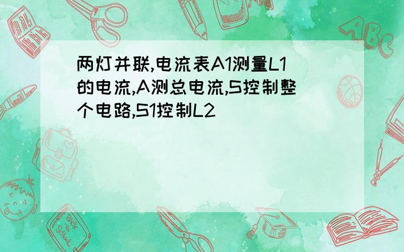 两灯并联,电流表A1测量L1的电流,A测总电流,S控制整个电路,S1控制L2