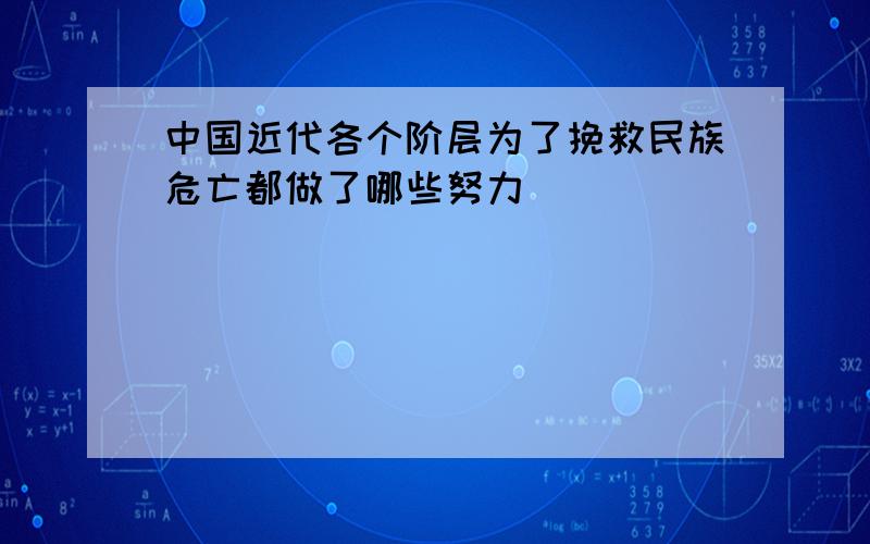 中国近代各个阶层为了挽救民族危亡都做了哪些努力