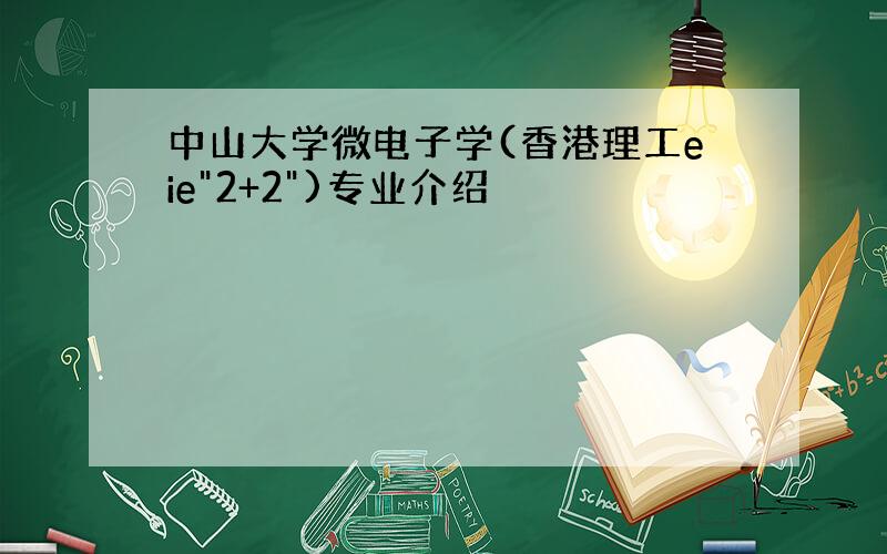 中山大学微电子学(香港理工eie"2+2")专业介绍