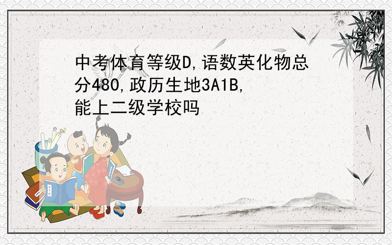 中考体育等级D,语数英化物总分480,政历生地3A1B,能上二级学校吗