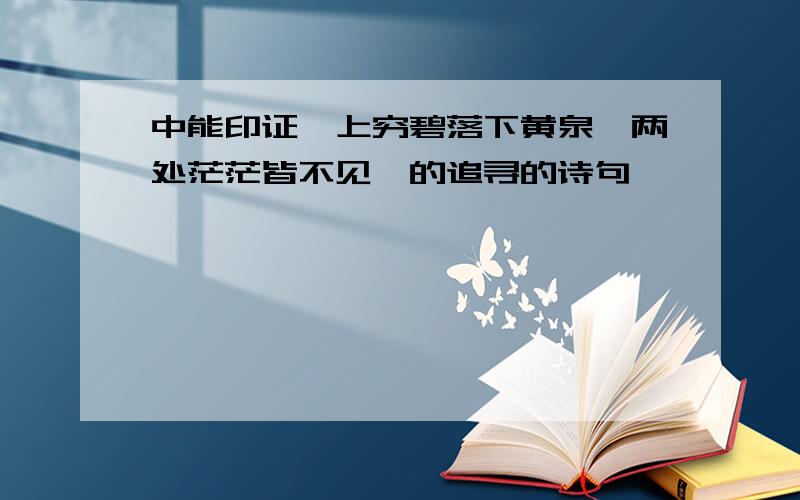 中能印证"上穷碧落下黄泉,两处茫茫皆不见"的追寻的诗句