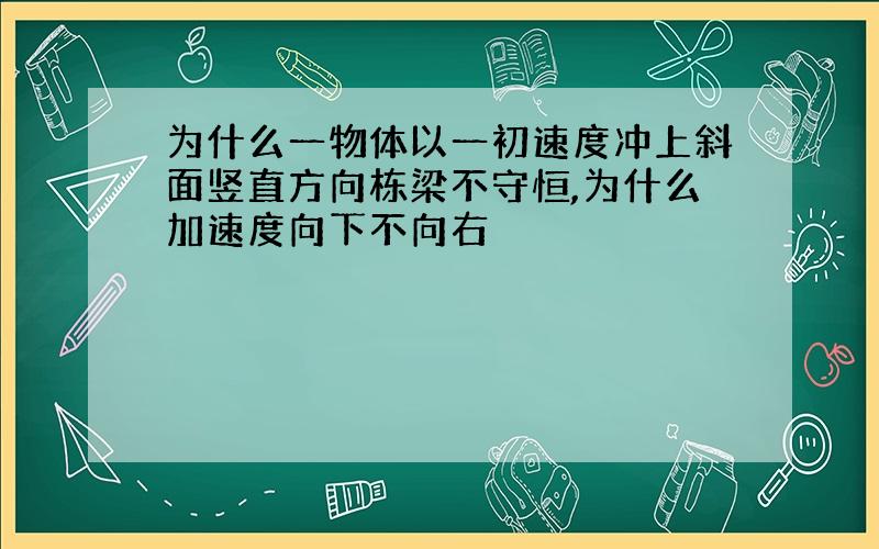 为什么一物体以一初速度冲上斜面竖直方向栋梁不守恒,为什么加速度向下不向右