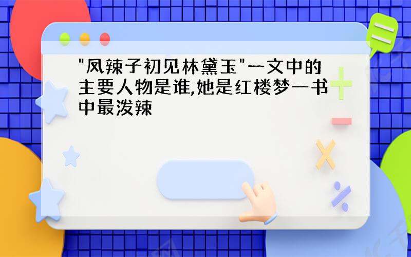 "凤辣子初见林黛玉"一文中的主要人物是谁,她是红楼梦一书中最泼辣