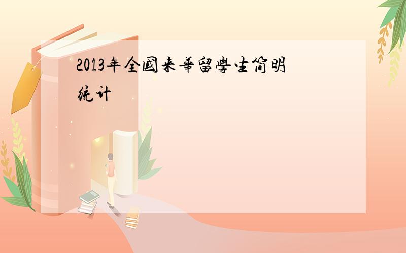 2013年全国来华留学生简明统计