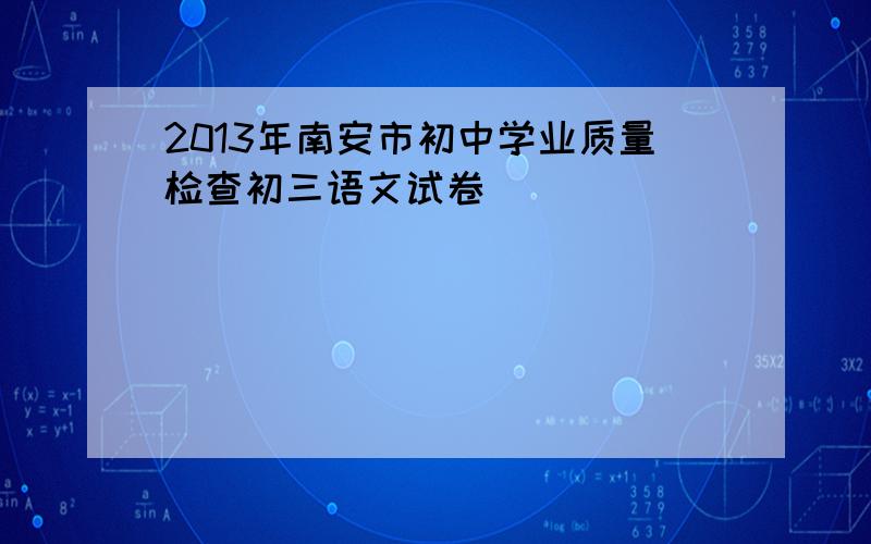 2013年南安市初中学业质量检查初三语文试卷