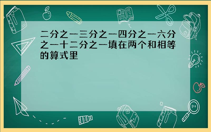 二分之一三分之一四分之一六分之一十二分之一填在两个和相等的算式里