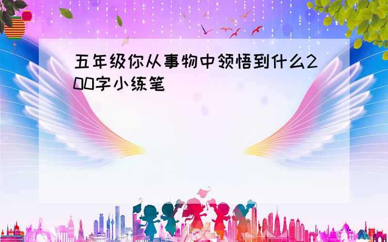 五年级你从事物中领悟到什么200字小练笔