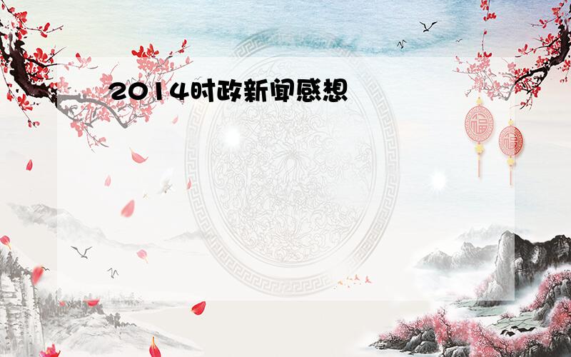 2014时政新闻感想