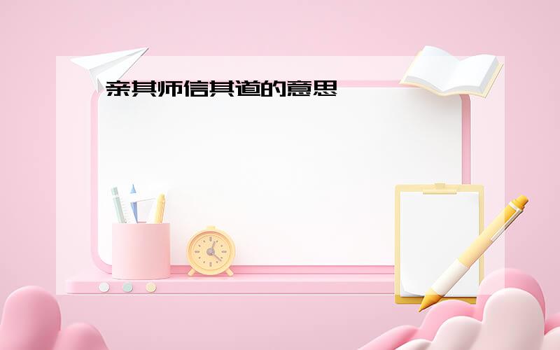 亲其师信其道的意思