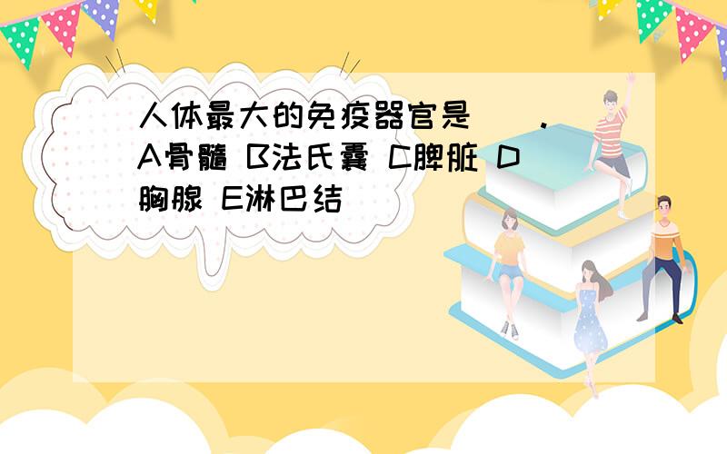 人体最大的免疫器官是(). A骨髓 B法氏囊 C脾脏 D胸腺 E淋巴结