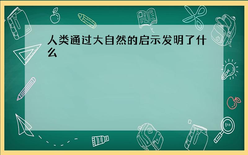 人类通过大自然的启示发明了什么