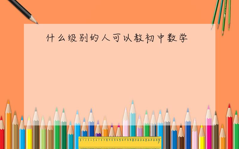 什么级别的人可以教初中数学