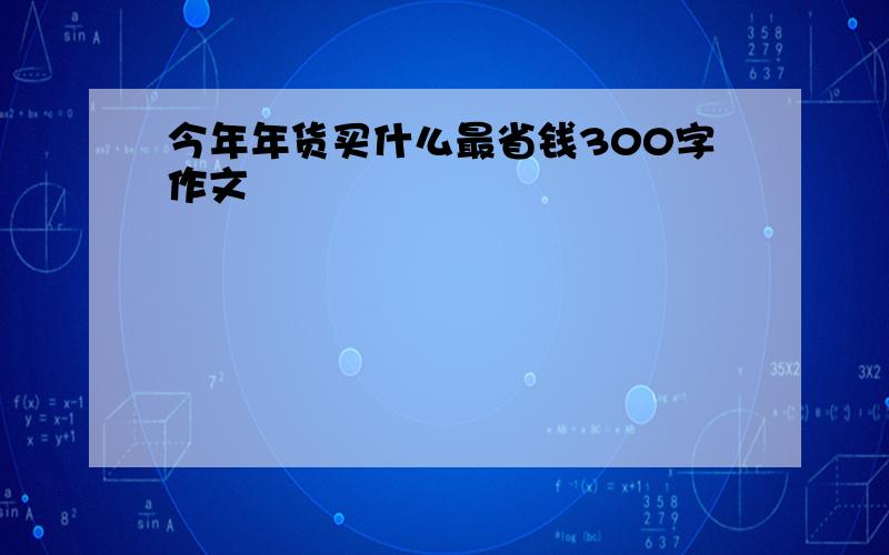 今年年货买什么最省钱300字作文