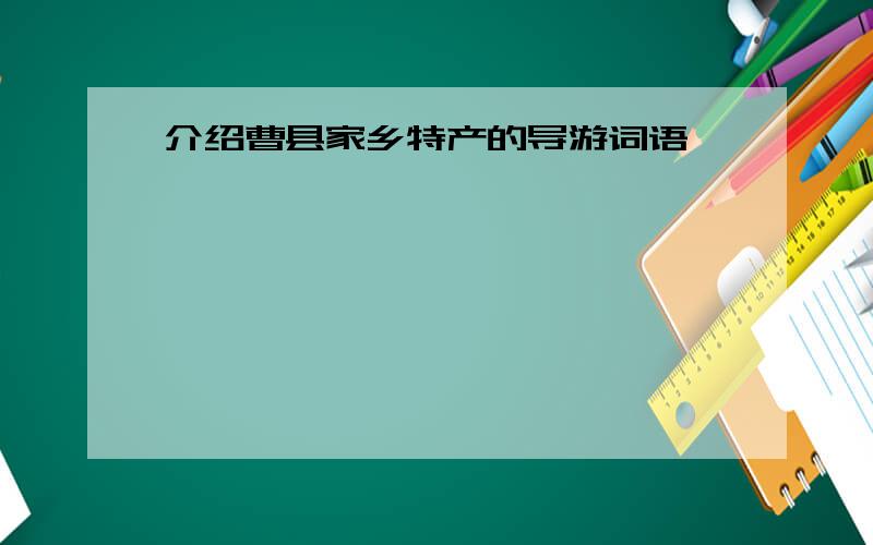 介绍曹县家乡特产的导游词语