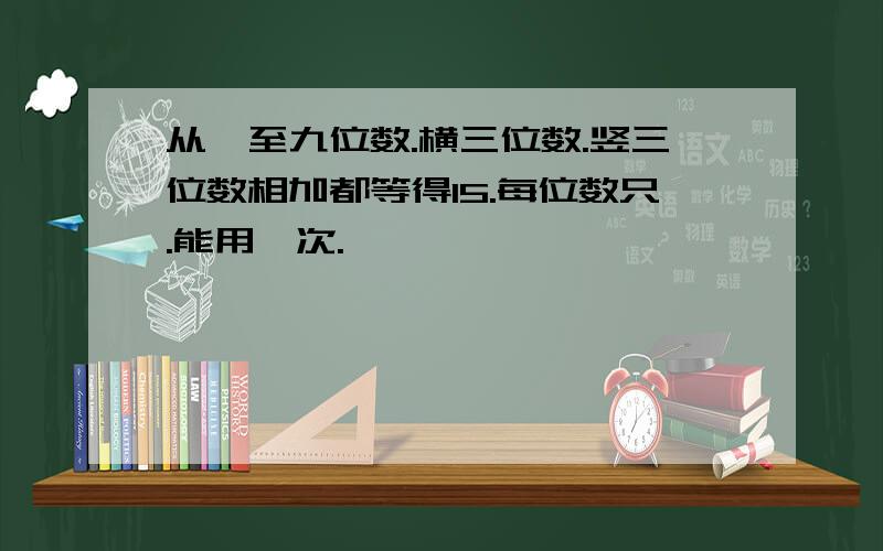 从一至九位数.横三位数.竖三位数相加都等得15.每位数只.能用一次.