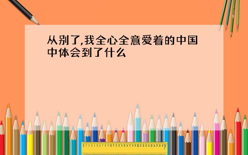 从别了,我全心全意爱着的中国中体会到了什么