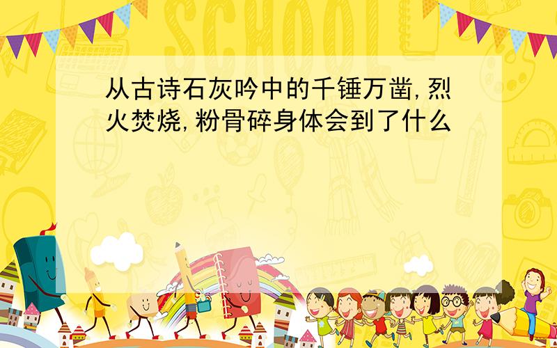 从古诗石灰吟中的千锤万凿,烈火焚烧,粉骨碎身体会到了什么