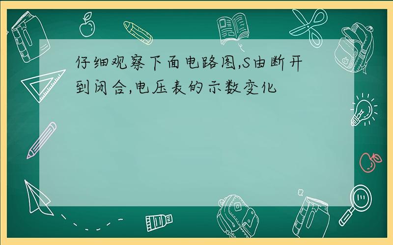 仔细观察下面电路图,S由断开到闭合,电压表的示数变化