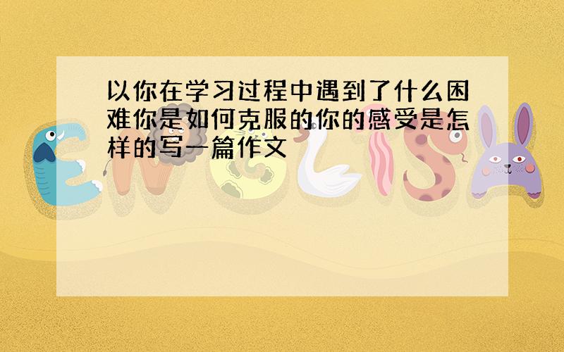 以你在学习过程中遇到了什么困难你是如何克服的你的感受是怎样的写一篇作文