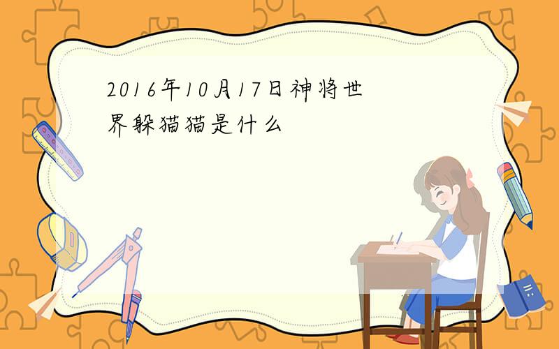 2016年10月17日神将世界躲猫猫是什么